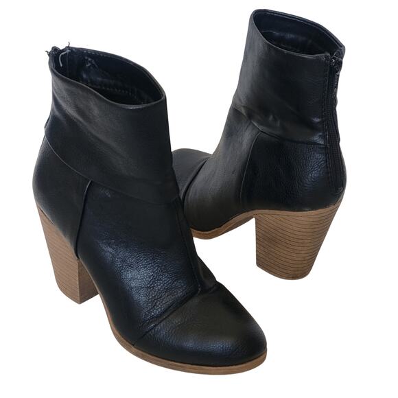 Brown & Black Faux Leather High Heel Ankle Boots Sz 7 - Picture 1 of 11